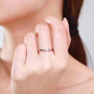 925 Sterling Silver Baguette-Cut CZ Ring 70100554