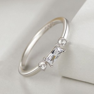 925 Sterling Silver Baguette-Cut CZ Ring 70100554