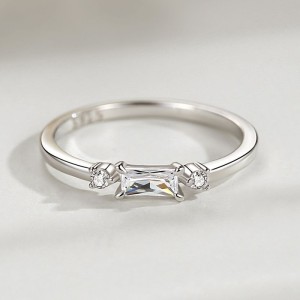 925 Sterling Silver Baguette-Cut CZ Ring 70100554
