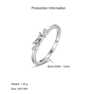 925 Sterling Silver Baguette-Cut CZ Ring 70100554