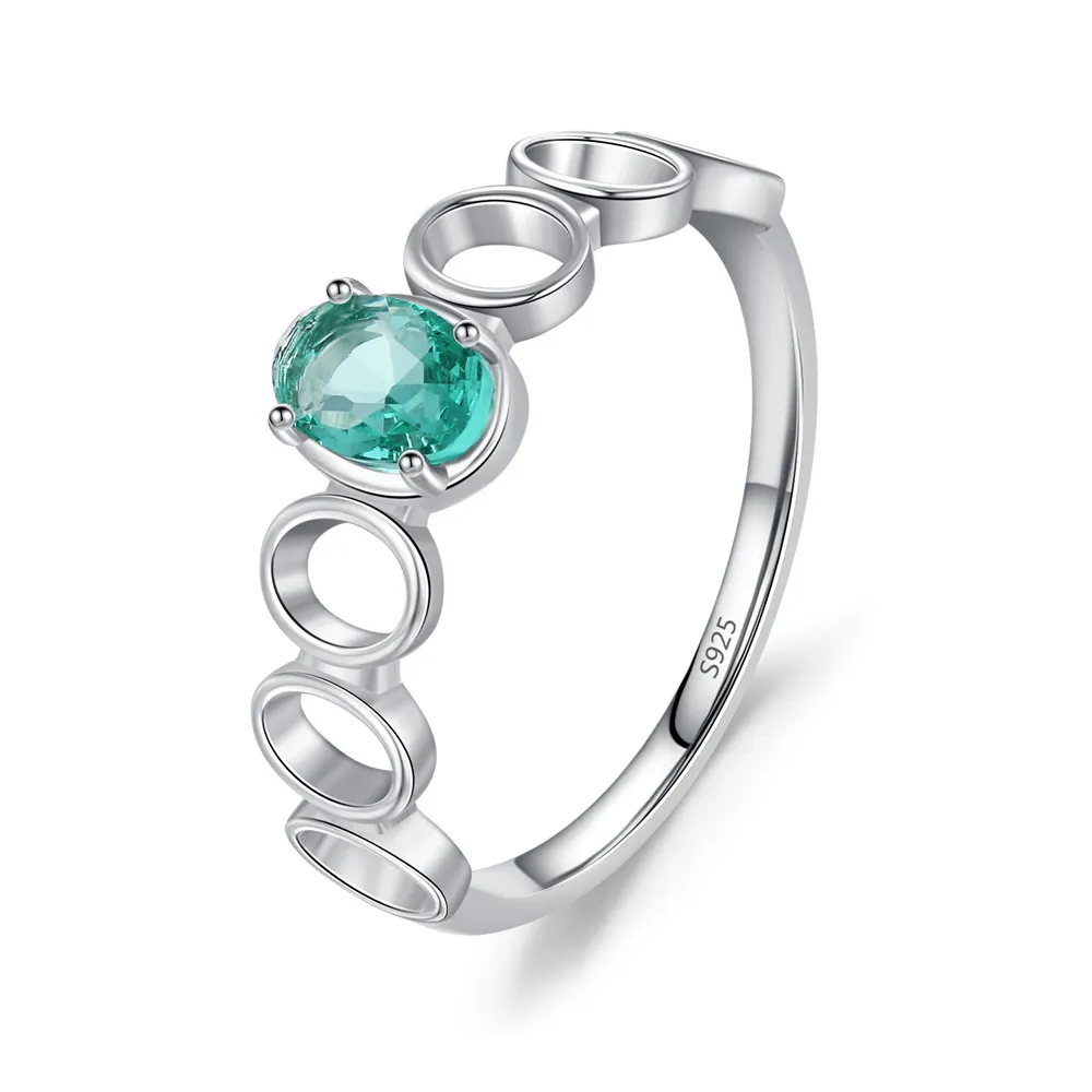 925 Sterling Silver Paraiba Blue-Green Zircon Ring 70100555