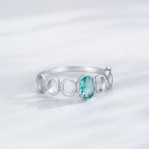 925 Sterling Silver Paraiba Blue-Green Zircon Ring 70100555
