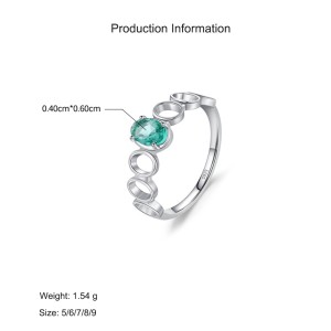 925 Sterling Silver Paraiba Blue-Green Zircon Ring 70100555