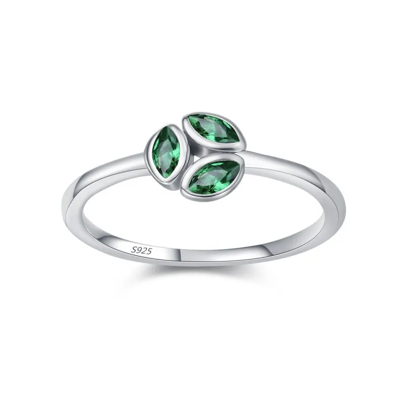 925 Silver Marquise Green Zircon Ring 70100558