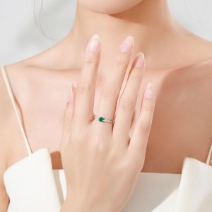 925 Sterling Silver Vintage Round Green CZ Statement Ring 70100559