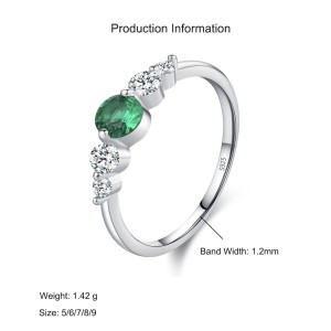 925 Sterling Silver Vintage Round Green CZ Statement Ring 70100559