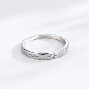 925 Sterling Silver Minimalist Star Zircon Band Ring 70100561 925 Sterling Silver Minimalist Star Zircon Band Ring 70100561
