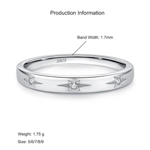 925 Sterling Silver Minimalist Star Zircon Band Ring 70100561 925 Sterling Silver Minimalist Star Zircon Band Ring 70100561