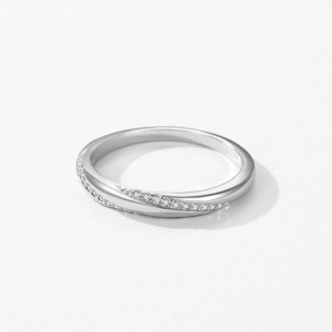 925 Sterling Silver Geometric Crossover Zircon Ring 70100562 925 Sterling Silver Geometric Crossover Zircon Ring 70100562