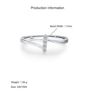 925 Sterling Silver Minimalist Geometric Zircon Ring 70100563