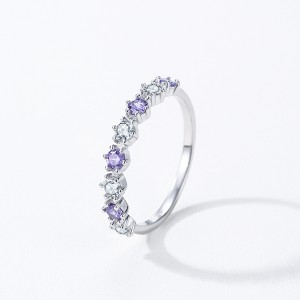 925 Sterling Silver Purple White Zircon Stacking Ring 70100564 925 Sterling Silver Purple White Zircon Stacking Ring 70100564