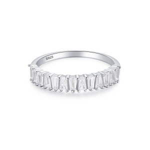 925 Sterling Silver Geometric Baguette Zircon Ring 70100566