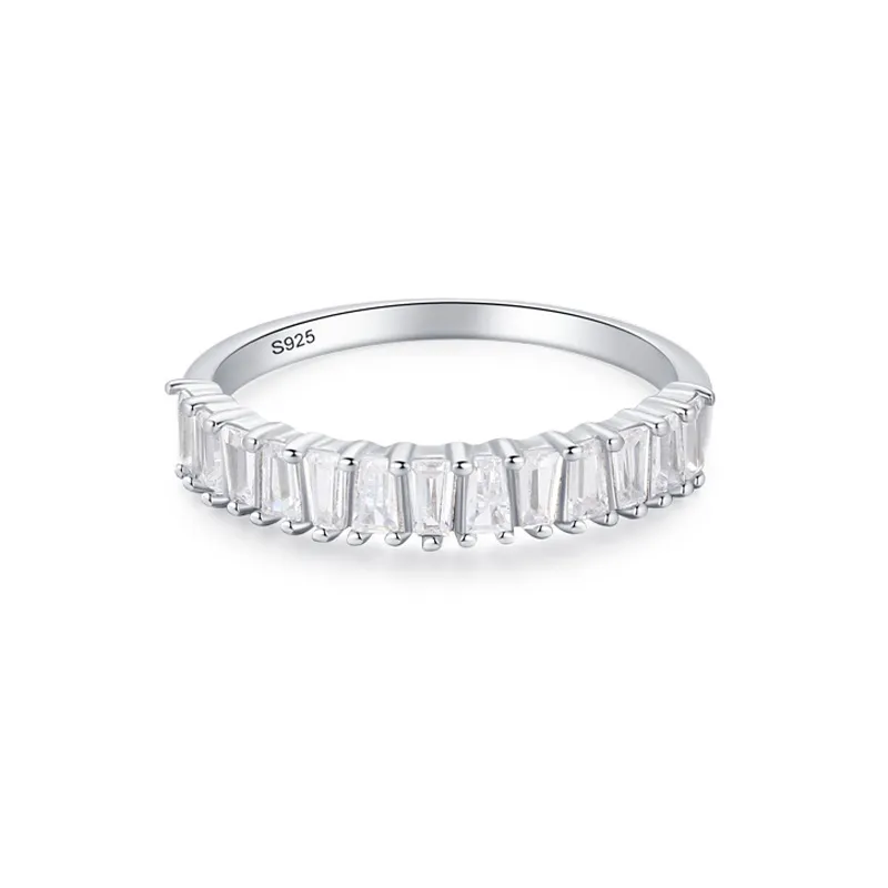 925 Sterling Silver Geometric Baguette Zircon Ring 70100566