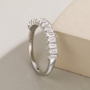925 Sterling Silver Geometric Baguette Zircon Ring 70100566