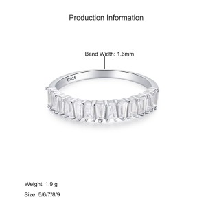 925 Sterling Silver Geometric Baguette Zircon Ring 70100566