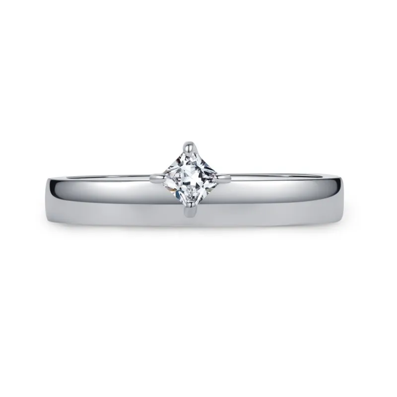 925 Sterling Silver Square Star Zircon Solitaire Ring 70100568