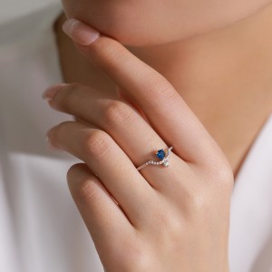 925 Sterling Silver Teardrop Gemstone Zircon Ring 70100570 925 Sterling Silver Teardrop Gemstone Zircon Ring 70100570