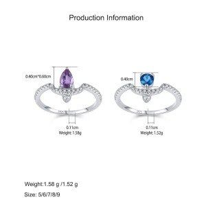 925 Sterling Silver Teardrop Gemstone Zircon Ring 70100570 925 Sterling Silver Teardrop Gemstone Zircon Ring 70100570