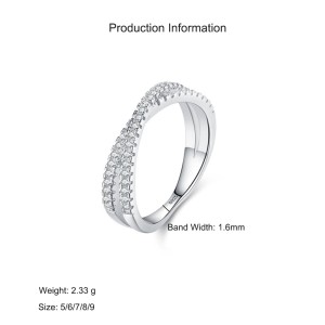 925 Sterling Silver Crossover Micro Pave Zircon Ring 70100571 925 Sterling Silver Crossover Micro Pave Zircon Ring 70100571