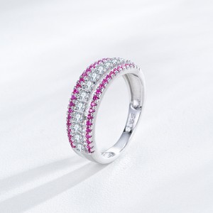 925 Sterling Silver Triple Row Zircon Ring 70100572