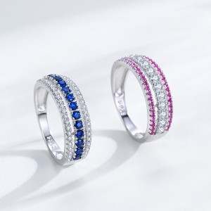 925 Sterling Silver Triple Row Zircon Ring 70100572