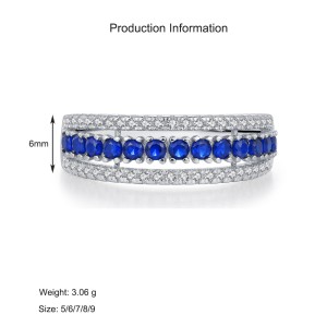 925 Sterling Silver Triple Row Zircon Ring 70100572