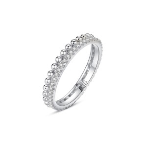 925 Sterling Silver Beaded Bubble Zircon Ring 70100574