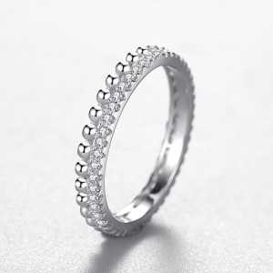 925 Sterling Silver Beaded Bubble Zircon Ring 70100574