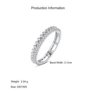 925 Sterling Silver Beaded Bubble Zircon Ring 70100574