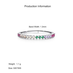 925 Sterling Silver Rainbow Zircon Ring 70100577
