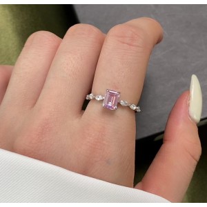 Sparkle Rectangle Zirconia Solitaire Ring 70200081