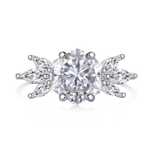 8A Crushed Ice Cut Hexagon Zirconia Solitaire Ring 70200087