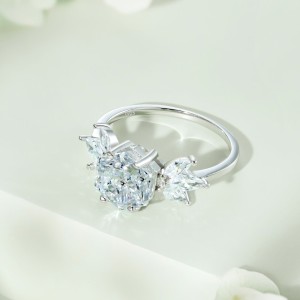 8A Crushed Ice Cut Hexagon Zirconia Solitaire Ring 70200087