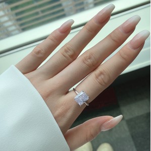Stylish 8A Radiant Cut Zirconia Solitaire Ring 70200109