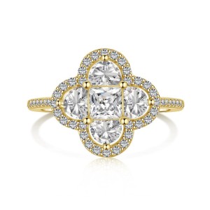 Sparkle Clover Flower Cubic Zirconia Party Ring 70200122