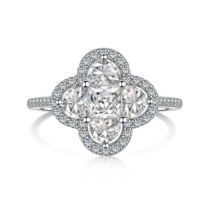 Sparkle Clover Flower Cubic Zirconia Party Ring 70200122