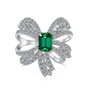 Luxury Emerald Cubic Zirconia Bow Ring 70200148 Luxury Emerald Cubic Zirconia Bow Ring 70200148