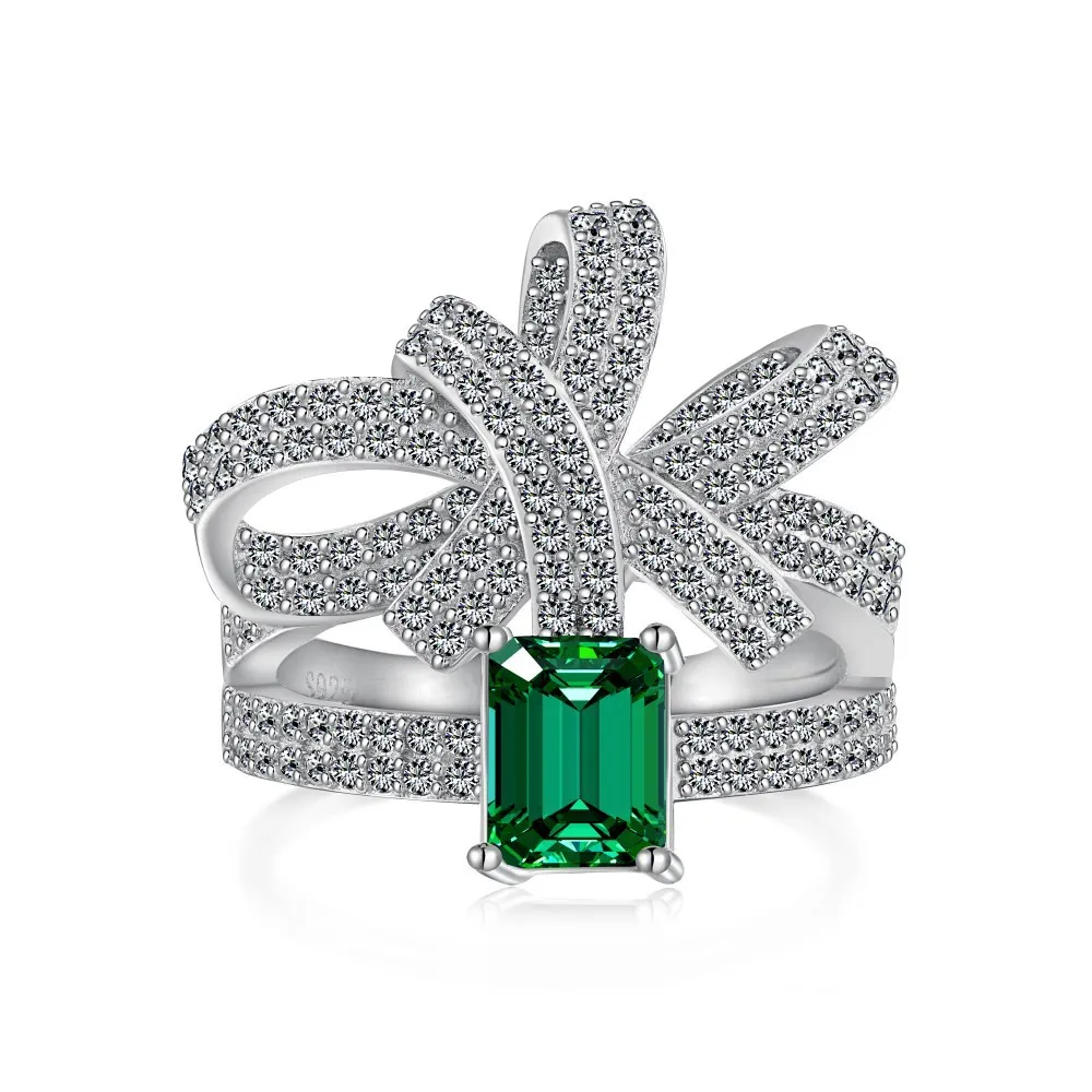 Sqarkle Emerald Cubic Zirconia Bow Ring 70200149 Sqarkle Emerald Cubic Zirconia Bow Ring 70200149