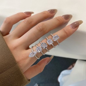 Minimalist Square Cubic Zirconia Party Ring 70200166 Minimalist Square Cubic Zirconia Party Ring 70200166