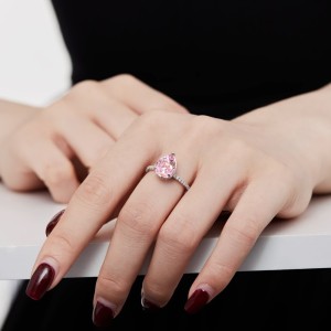 8A Waterdrop Pink Cubic Zirconia Wedding Party Ring 70200183 8A Waterdrop Pink Cubic Zirconia Wedding Party Ring 70200183