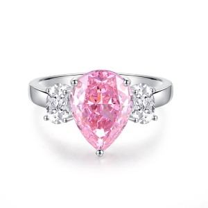 Pink Water Drop Zirconia Solitaire Ring 70200266 Pink Water Drop Zirconia Solitaire Ring 70200266