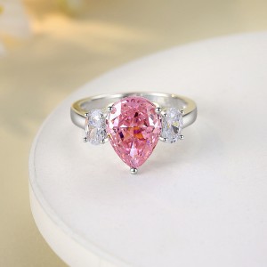 Pink Water Drop Zirconia Solitaire Ring 70200266 Pink Water Drop Zirconia Solitaire Ring 70200266