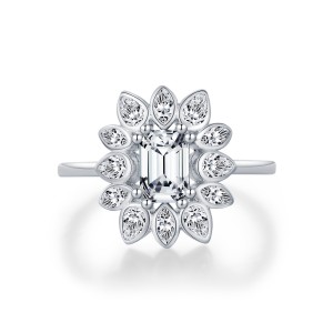 S925 5A Zirconia Flower Solitaire Ring 70200290