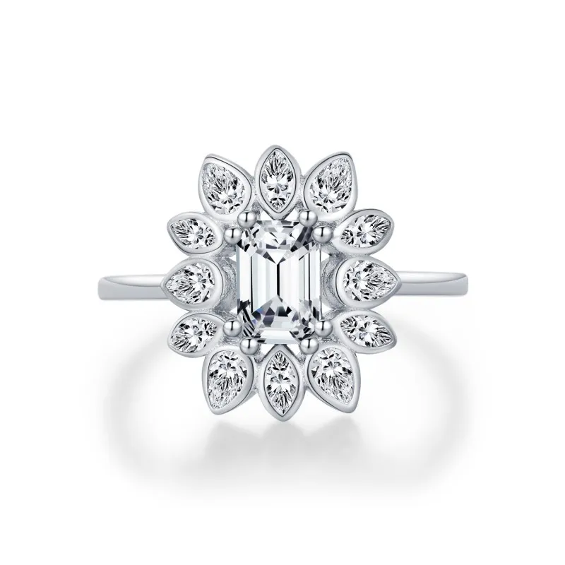 S925 5A Zirconia Flower Solitaire Ring 70200290