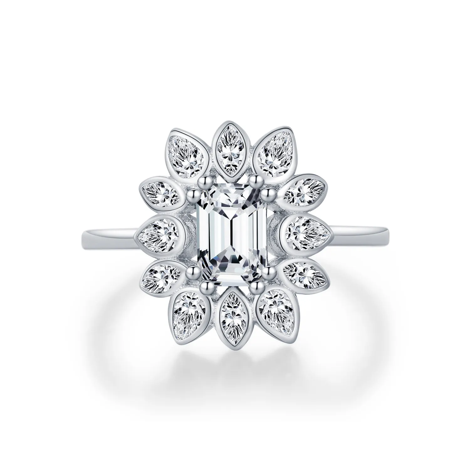 S925 5A Zirconia Flower Solitaire Ring 70200290