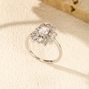 S925 5A Zirconia Flower Solitaire Ring 70200290