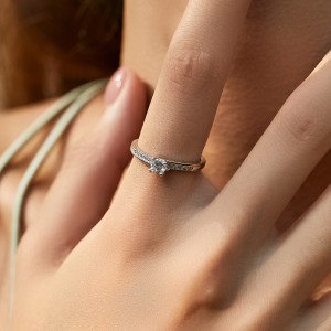 925 Sterling Silver Two-Tone Zircon Ring 70200291