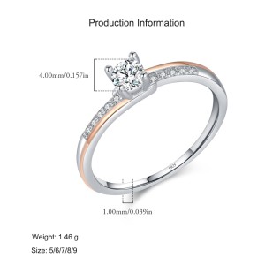 925 Sterling Silver Two-Tone Zircon Ring 70200291