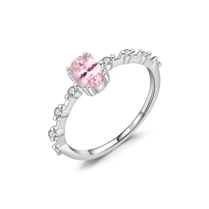 925 Sterling Silver Pink Sparkle Zircon Band Ring 70200292