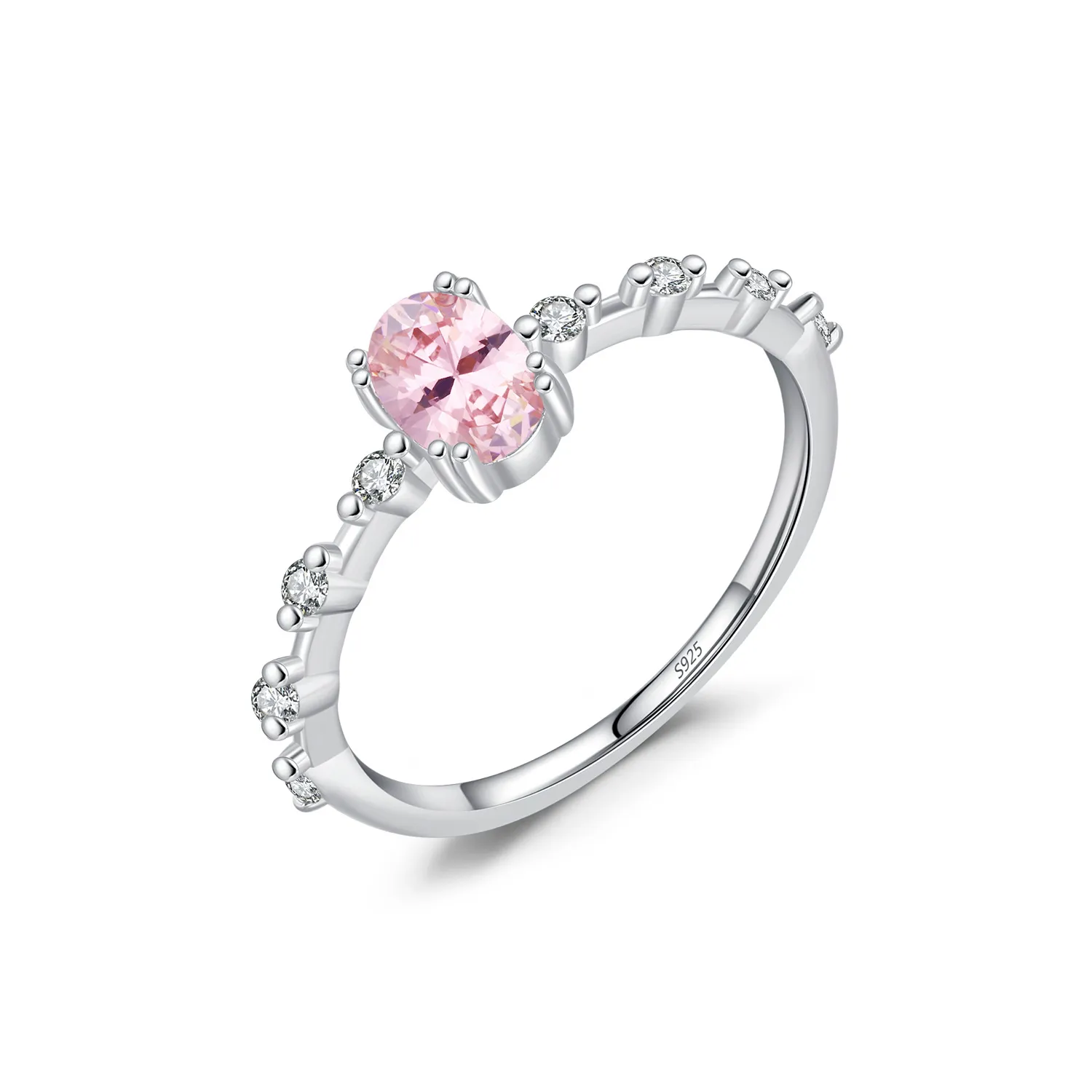 925 Sterling Silver Pink Sparkle Zircon Band Ring 70200292